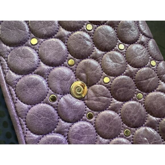 Rebecca Minkoff Studded Quilted Chain Strap Purple Leather Shoulder Bag - Picture 12 of 16